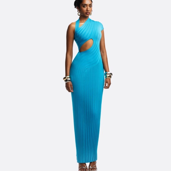 Hanifa Blue Clarise Knit Maxi Dress - Picture 1 of 4